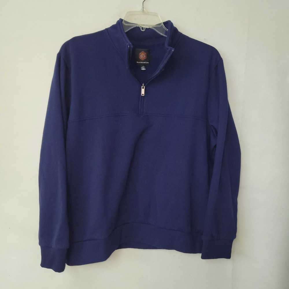Mountain and Isles Men Pullover Sweatshirt Quarter Zip Blue Large Outdoor Hiking